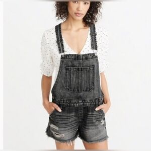 Abercrombie denim overalls/shorts. Black distressed Excellent Condition. Size S